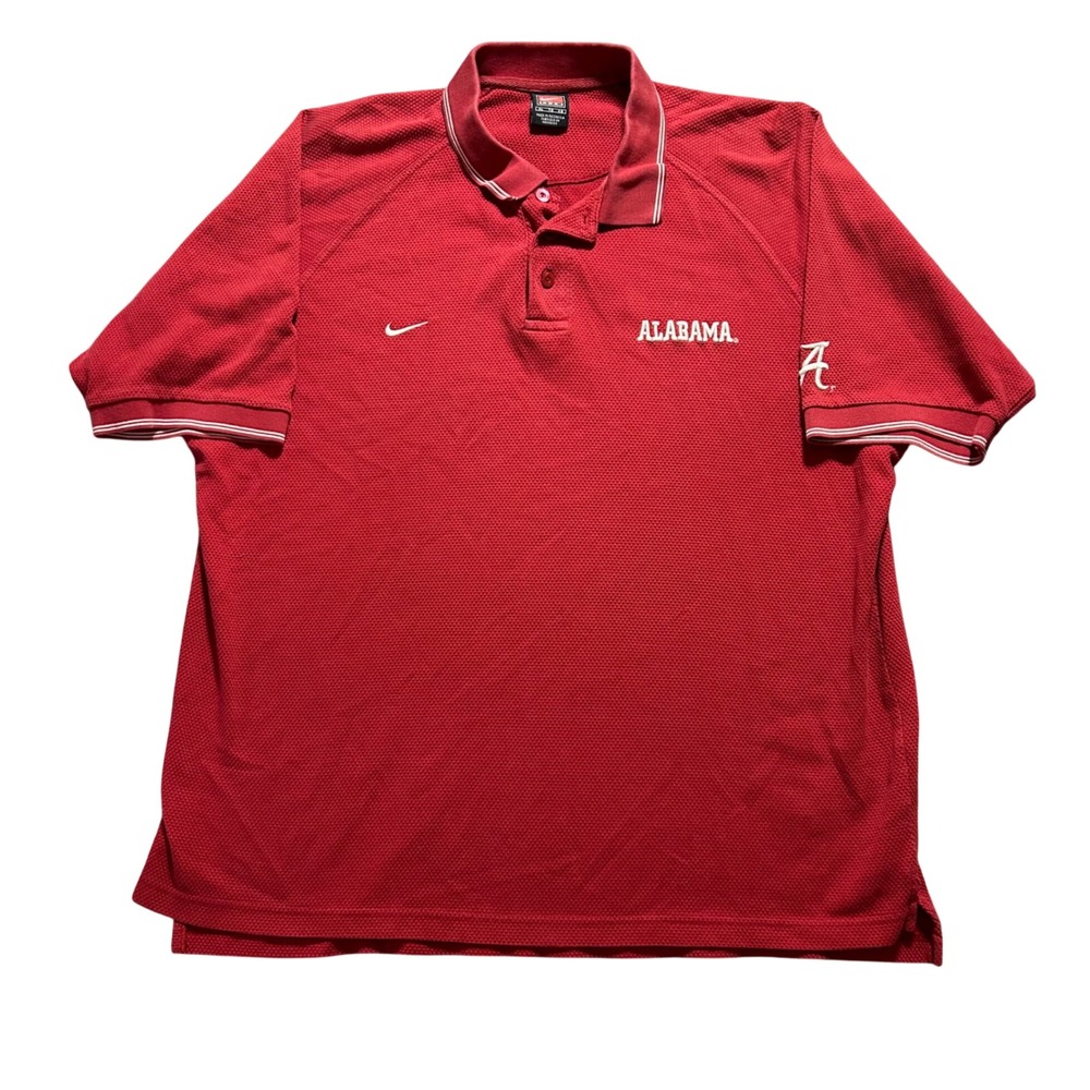 VTG Nike Polo Shirt Men XL Red Alabama Crimson Tide Waffle Knit Short Sleeve